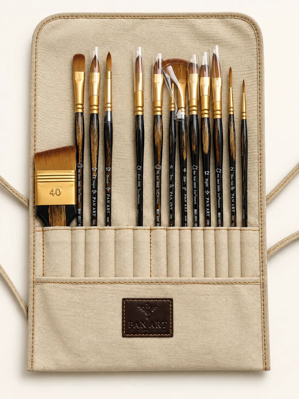 PanArt paint brushes in a fabric roll