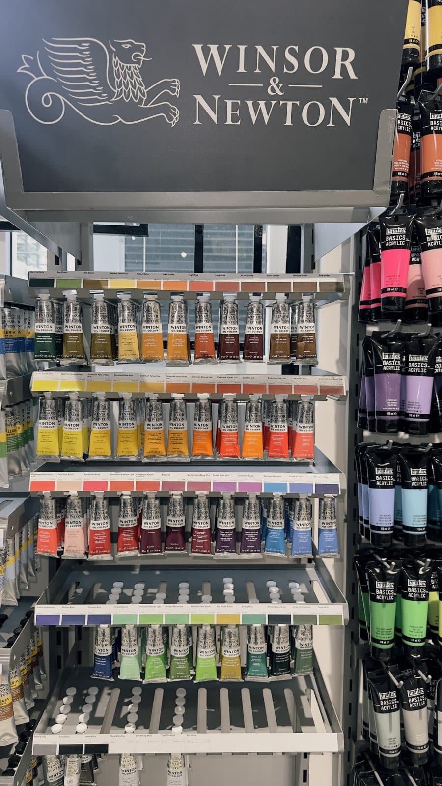 Winsor & Newton paint display inside Charco